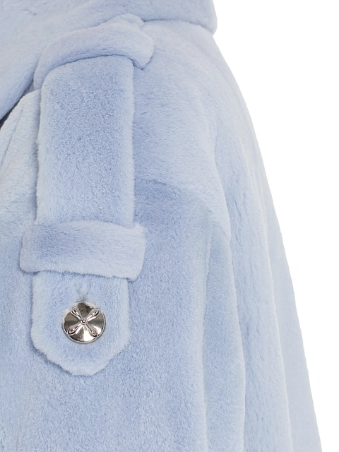 Light Blue Mink Fur Trench Coat, 4