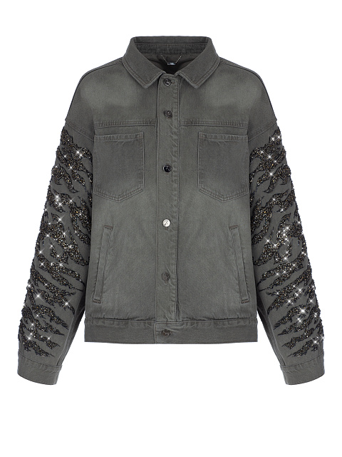 Embroidered Grey Denim Jacket, 1