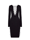 Вязанное платье черное со шнуровкой на спинке, переду, бокам