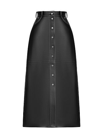 Black Leather Midi Dress, 1