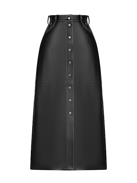 Black Leather Midi Dress, 1