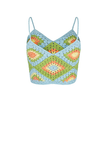 Blue & Green Crochet Knitted Top, 2