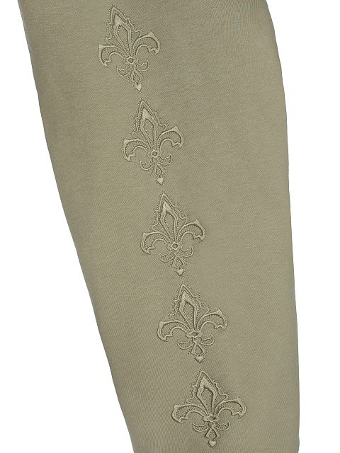 Olive Green Fleur de Lis Embroidered Jersey Suit, 3