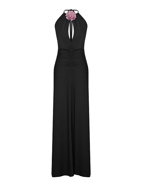 Black Open Back Maxi Dress, 1