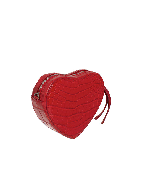 Red crocodile leather heart-shaped bag, 3