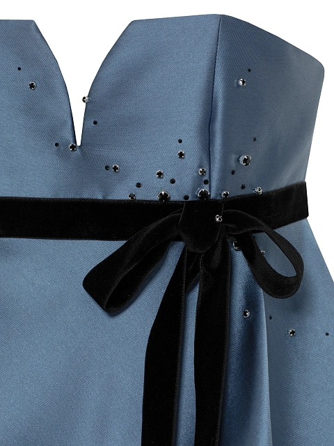 Blue Rhinestones Taffeta Mini Dress, 5