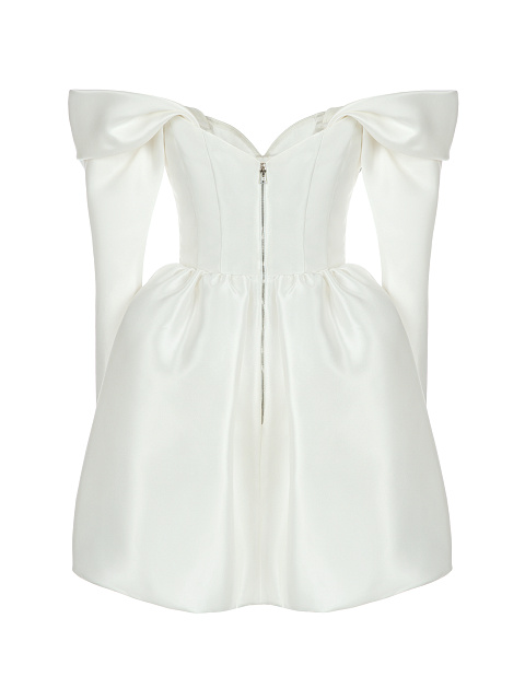White Silk Taffeta Mini Dress, 2