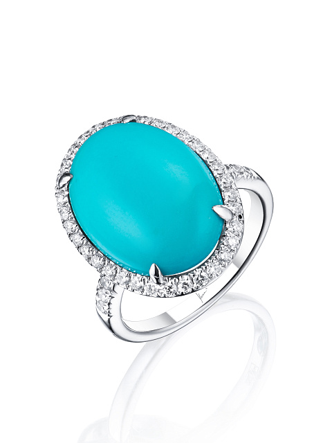 White Gold, Turquoise & Diamonds Ring, 1