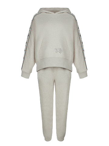 Beige Jersey Set With Black Embroidery, 1