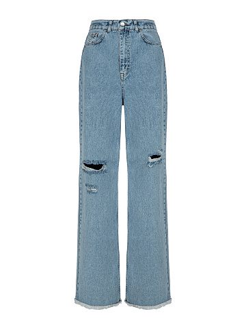 Blue Fringed Cotton Jeans, 1