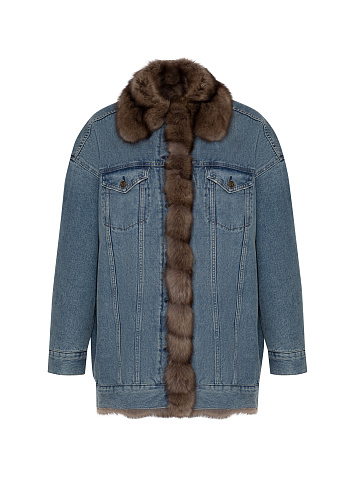 Blue Denim & Sable Fur Long Jacket, 1