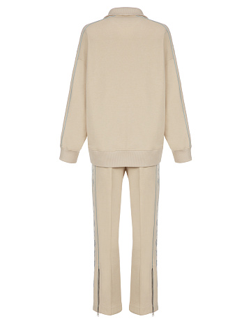 Beige Jersey Set With Grey Embroidery, 2