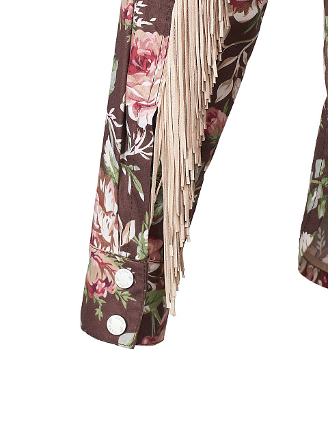 Brown Floral Fringed Shirt, 4 Brown Floral Fringed Shirt, 4