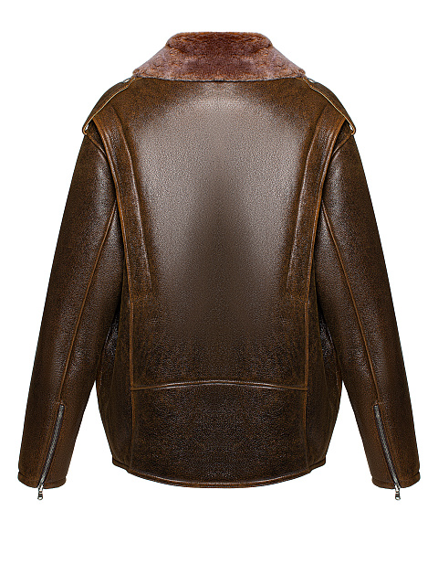 Brown Oversized Shearling Jacket, 2