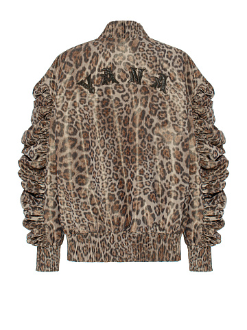Leopard Print Taffeta Bomber Jacket, 2