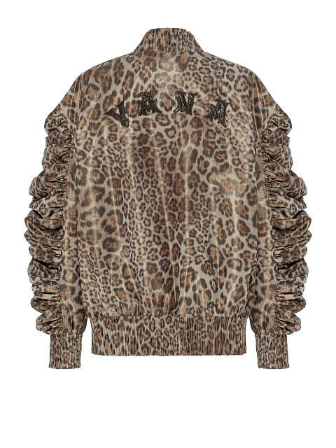 Leopard Print Taffeta Bomber Jacket, 2