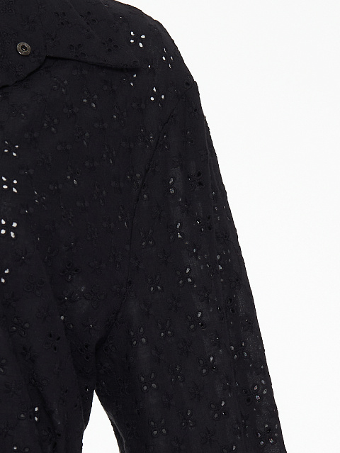 Black Cotton Lace Set Of Bra & Cropped Shirt, 5 Black Cotton Lace Set Of Bra & Cropped Shirt, 5