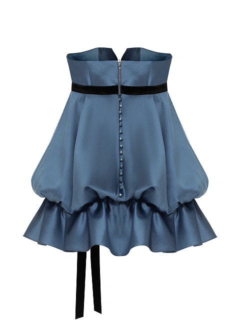 Blue Rhinestones Taffeta Mini Dress, 4