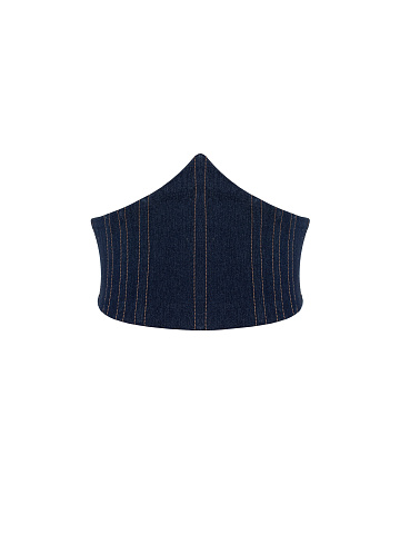Dark blue denim corset, 1