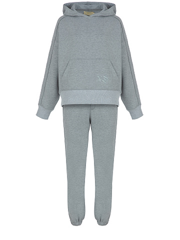 Grey Jersey Set With Lily Embroidery, 1