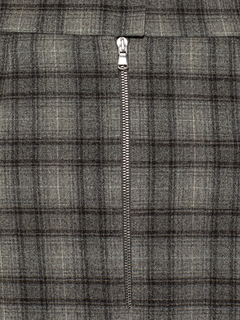 Grey Check Wool Midi Skirt Set, 7