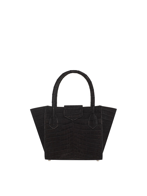 Black crocodile leather bag with silver, 3