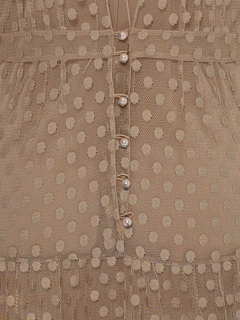 Beige mesh dress with mink fur, 5