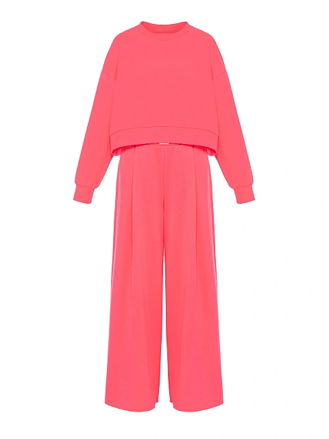Hot Pink Jersey Wide Pants Tracksuit, 1