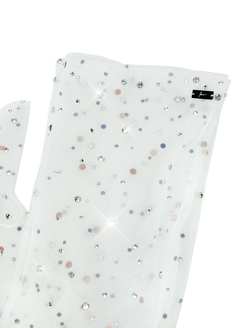White Rhinestones Mesh Gloves, 3