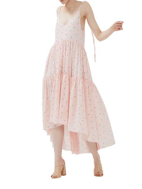 Light Pink Flower Printed Cotton Sundress, 4