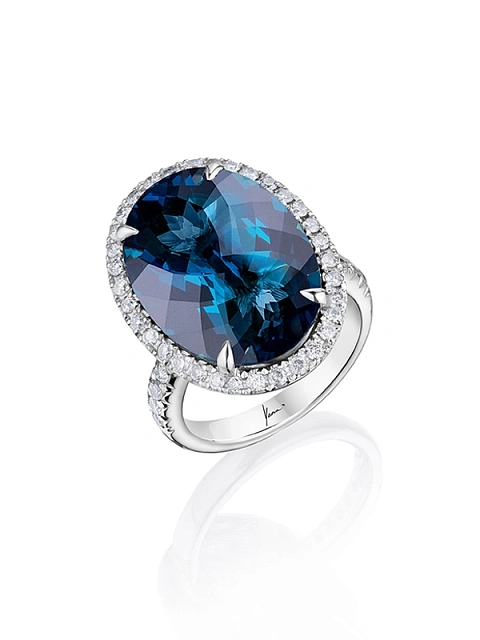 White Gold & London Blue Topaz Ring, 1