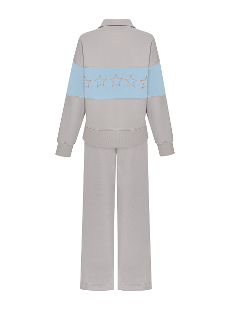 Grey & Light Blue "Yana" Embroidered Tracksuit, 3