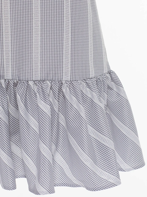 Grey Striped Cotton Mini Dress, 3