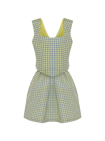 Yellow Jacquard Top & Mini Skirt Set, 1