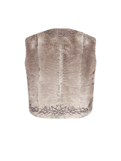 Beige Caracul Embroidered Vest, 2 Beige Caracul Embroidered Vest, 2