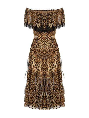 Leopard Chiffon Midi Dress, 2