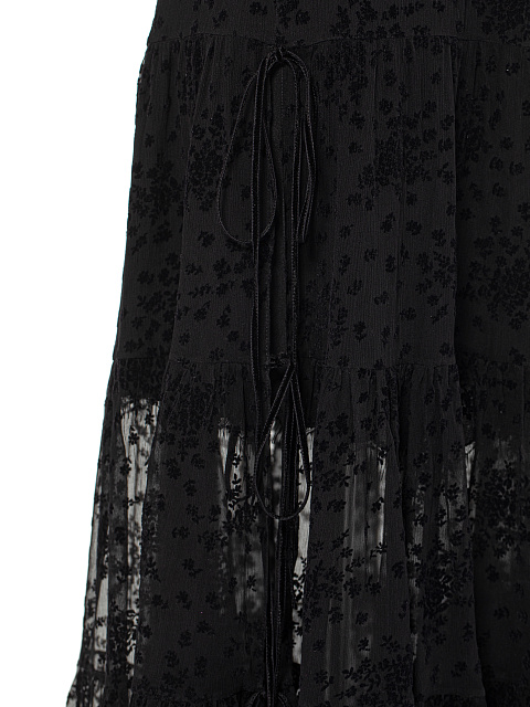 Black Floral Chiffon Midi Dress, 4