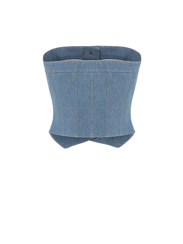 Blue denim corset, 2