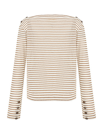 Beige & White Striped Longsleeve T-shirt, 2
