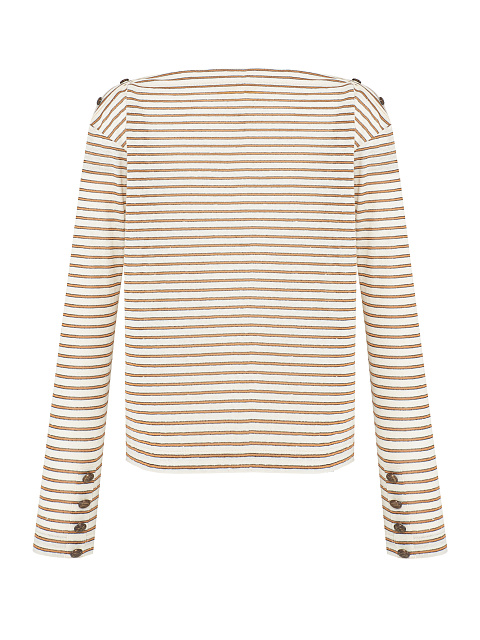 Beige & White Striped Longsleeve T-shirt, 2