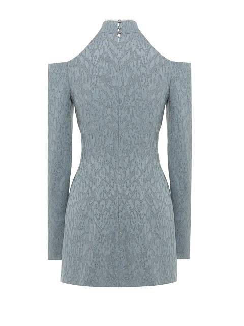 Grey Leopard Pattern Jacquard Mini Dress, 2