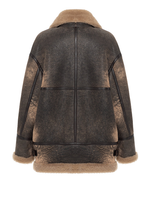 Brown shearling coat made of sheepskin, 2