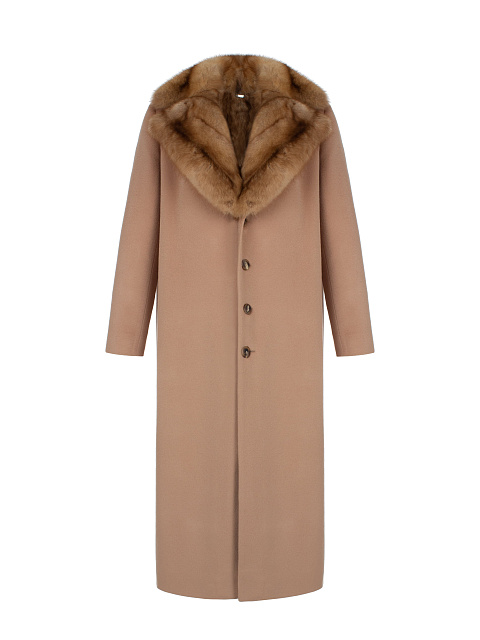 Beige Sable Fur & Cashmere Coat, 6