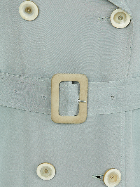 Light Blue Silk Double-breasted Trench Coat , 4