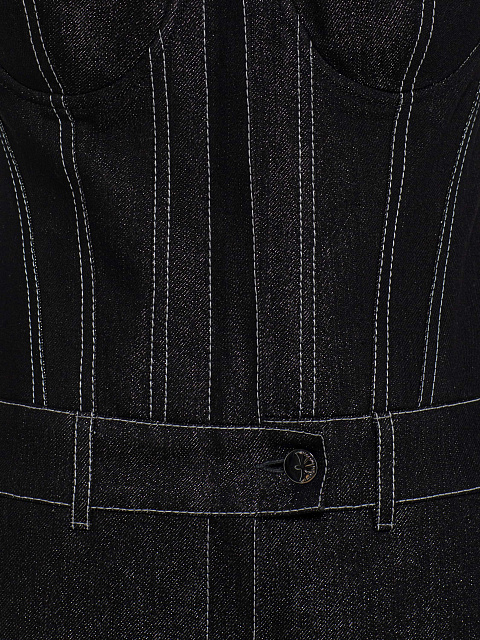 Black denim jumpsuit with coating, 3
