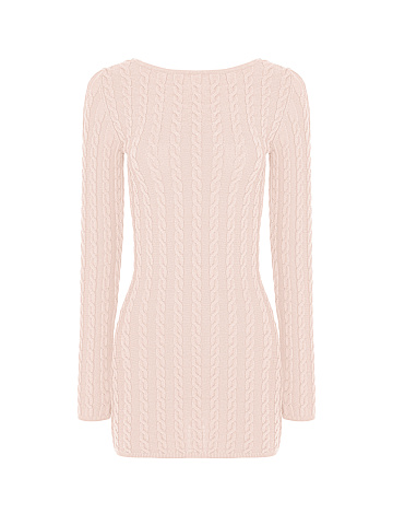 Light Pink Knitted Open Back Mini Dress, 1