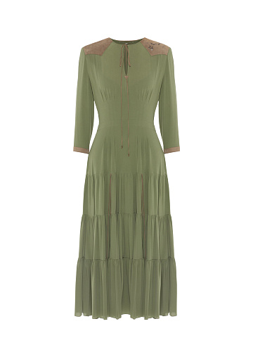 Green Chiffon Midi Dress, 1