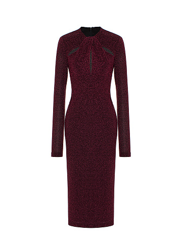 Bordeaux Lurex Jersey Midi Dress, 1