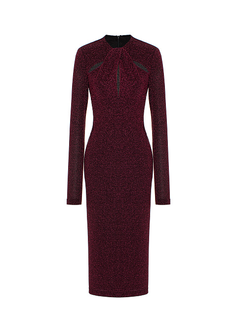 Bordeaux Lurex Jersey Midi Dress, 1