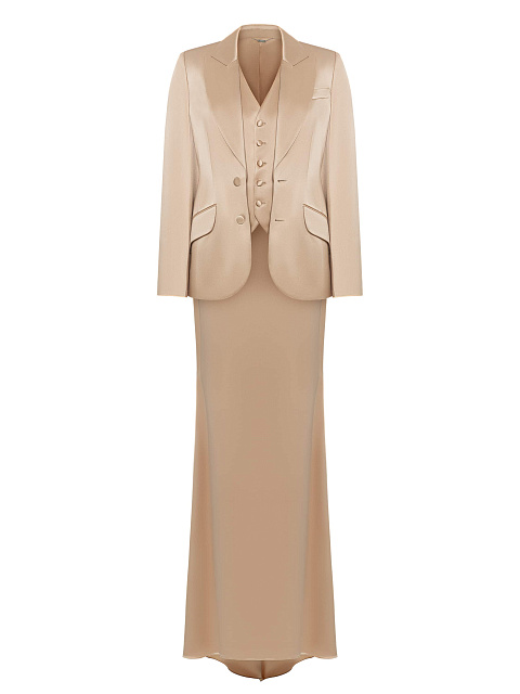 Beige silk three-piece suit, 3